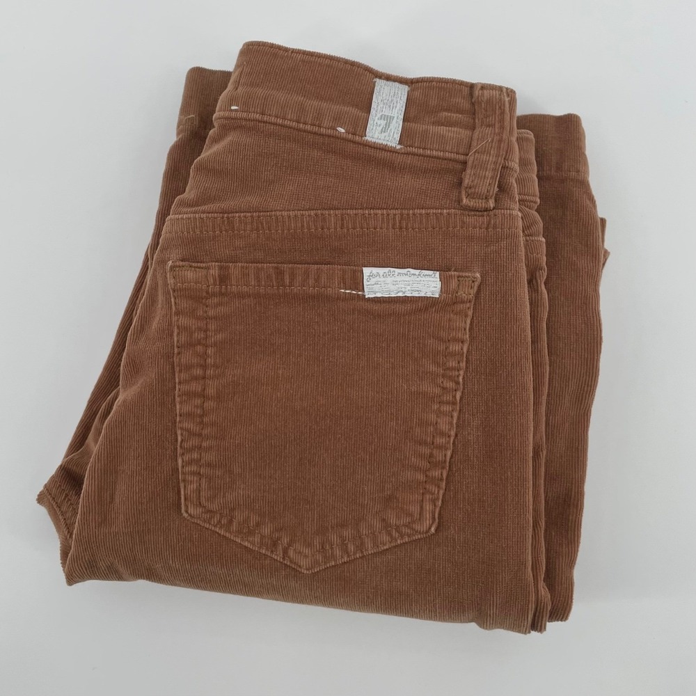 7 For All Mankind Women's Brown Corduroy High Rise Straight Leg Pants Size 23